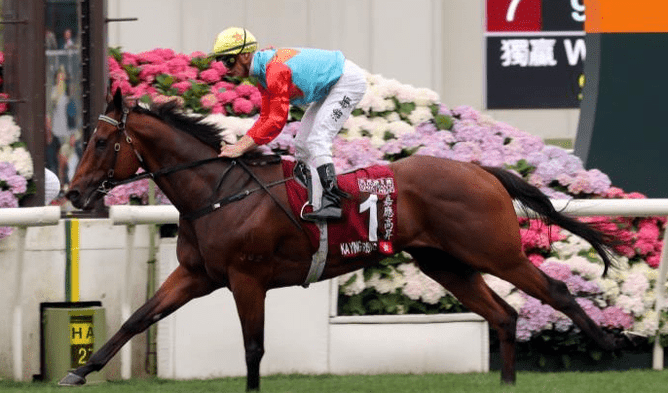 Ka Ying Rising winning the Gr.1 Chairman’s Sprint Prize (1200m) at Sha Tin on Sunday.  - Photo: HKJC