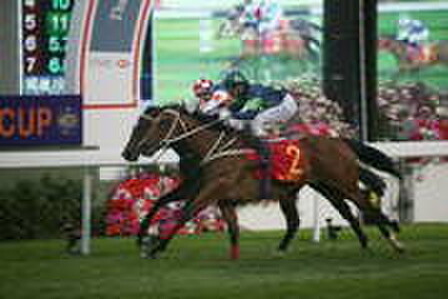 Russian Pearl holds off Best Gift in The Stewards' Cup.  - PHOTO: HKJC