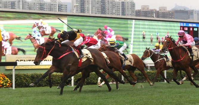 D B Pin winning the Gr.1 Centenary Sprint Cup (1200m) - Hong Kong Jockey Club