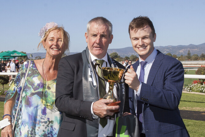 Sean Kiernan (centre) with his sister Shona Harris and Ben Hayes  - Atkins Photography