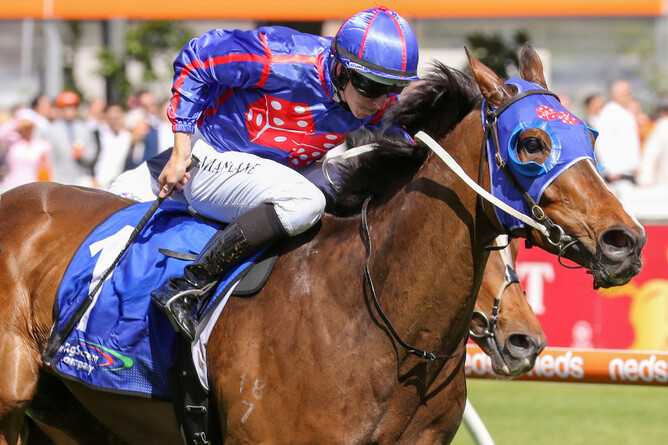 Ayrton keeps his perfect Caulfield record intact when taking out the Listed The Big Screen Company Weekend Hussler (1400m) on Saturday. - Photo: Bruno Cannatelli