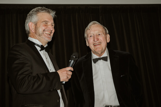 Don Goodwin with MC Steve Davis - Photo credit:  Christine Dawkins
