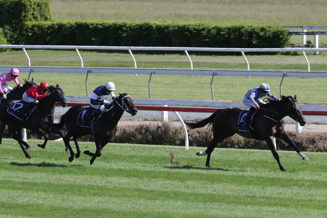 Sakura Girl streaks clear to win the Gr.3 McKee Family Sunline Vase (2100m) - Photo: Trish Dunell