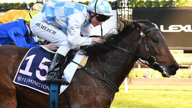 Linda Meech guides Ocean Beyond to victory in the Listed Hilton Nicholas Straight Six (1200m) at Flemington  - Photo: Quentin Lang