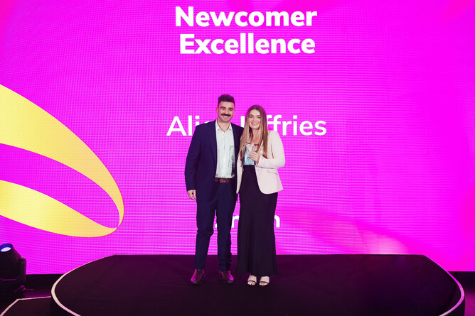 Alice Jeffries receiving the Entain Newcomer Excellence Award.  - Photo: Supplied