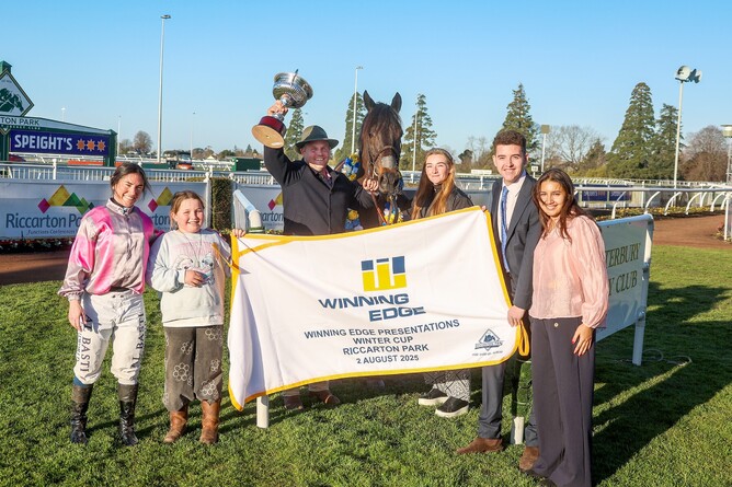Chase upon winning the Grp.3 Winter Cup (1600m) at Riccarton on Saturday. - Photo: Ajay Berry (Race Images South)