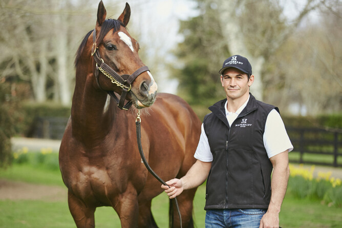 Mapperley Stud principal Simms Davison pictured with Contributer. Photo: Supplied