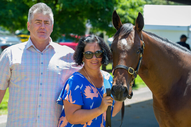 Willie and Karen Calder pictured with Puysegur as a yearling. - Photo: Michael Rist