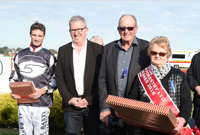 London Express co breeders Kerrin and Mary Brophy on course to witness her victory in the Castletown Stakes - photo Race Images