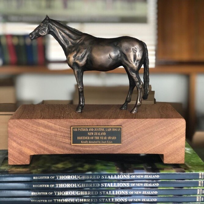 The Sir Patrick and Justine Lady Hogan Breeder of the Year trophy. Photo: Picket Fence