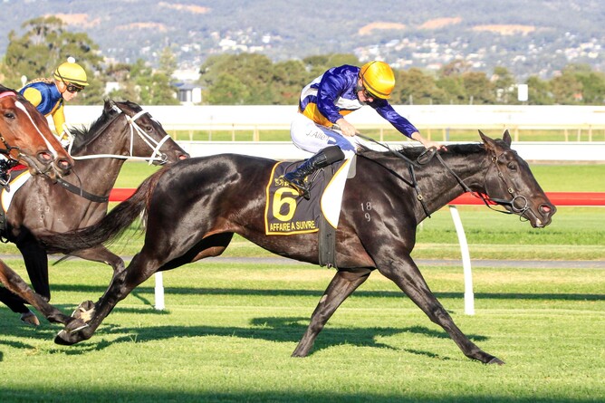 Affaire A Suivre overcame a tough run in transit to take out the Gr.1 Australasian Oaks (2000m) - Photo: Atkins Photography