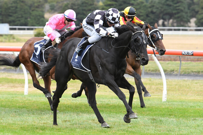 Race favourite Waisake is well clear as he races to victory at Trentham Photo Credit: Race Images – Peter Rubery