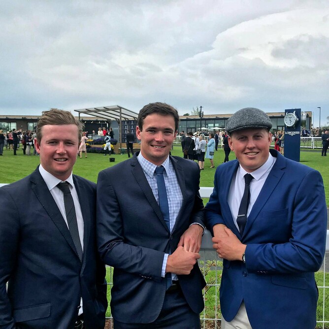 David pictured with fellow kiwis at the Curragh
