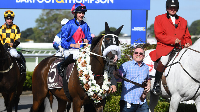 David Price leads in El Vencedor following his win in last Saturday's Gr.1 Bonecrusher New Zealand Stakes (2000m). - Photo: Kenton Wright (Race Images)