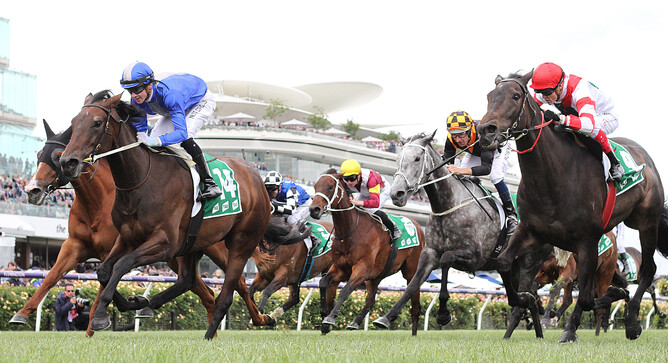 Oceanex leads the field home in the Gr.2 Matriarch Stakes - Bruno Cannatelli