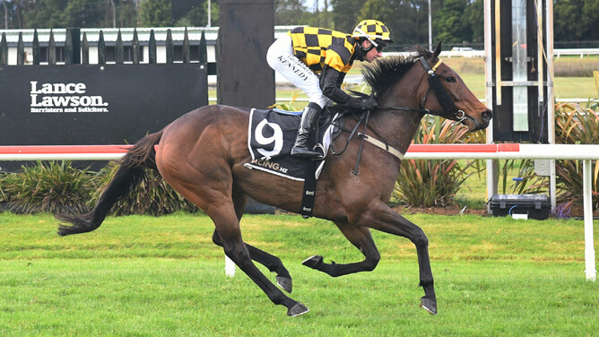 Luberon powers to victory in the Gr.3 Sweynesse Stakes (1215m) at Rotorua on Sunday.   - Photo: Kenton Wright, Race Images