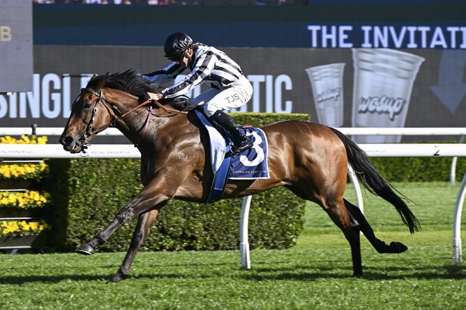 Belclare wins The Invitation Gr. 2 at Royal Randwick for trainer Bjorn Baker. - Photo: bradleyphotos.com.au
