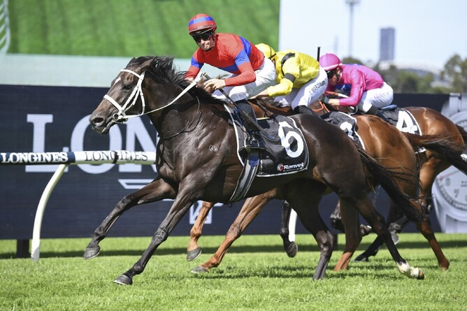 Verry Elleegant storms to victory in the Gr.1 Ranvet Stakes (2000m) at Rosehill Photo Credit: Bradleyphotos.com.au