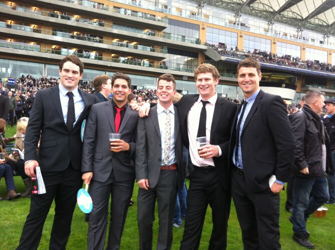 Jamie (centre) enjoys a never-to-be forgotten 'Ascot Experience' with his mates