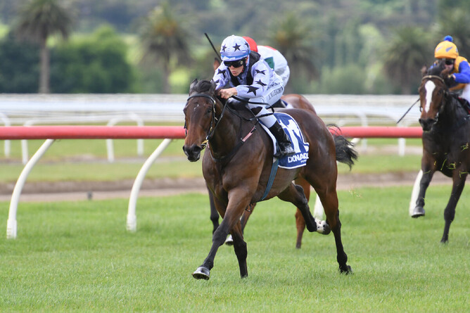 Bella Luce puts a gap on her rivals to win at Te Aroha. - Photo: Race Images