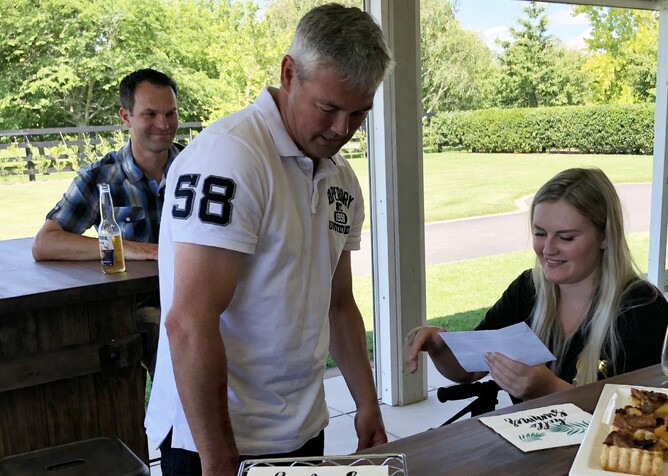 Auckland Branch president Mark Chitty presenting Maija with a fundraiser cheque to assist her with her rehabilitation