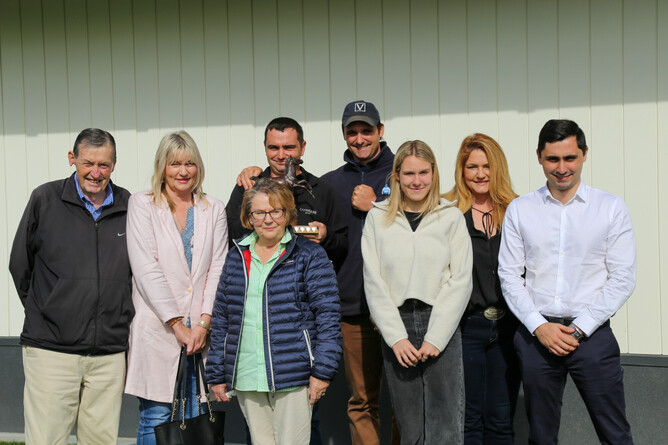 Brian Devine (left), Catherine Corban, Pauline Devine, Julian Corban, Dominic Corban, Dijana Corban, Colleen Thompson, Sam Corban.  Photo: Picket Fence