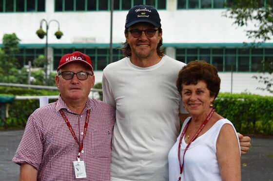 Peter and Heather Crofskey with Michael Clements, trainer of Countofmontecristo - STC