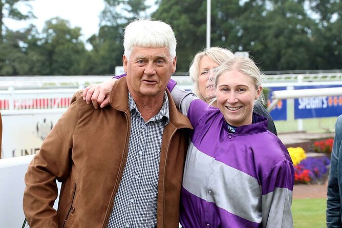 Rangiora trainer John Blackadder pictured with jockey Jasmine Fawcett.  - Photo: Race Images South