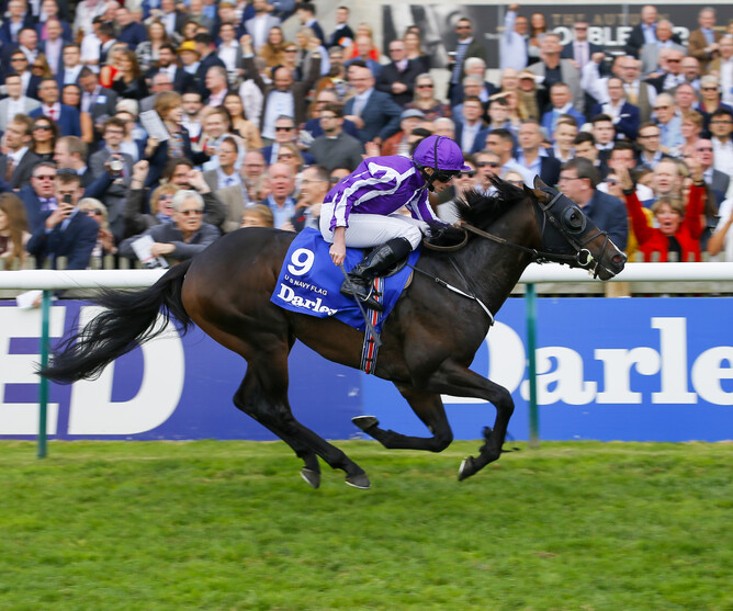 U.S. Navy Flag winning the Gr.1 Dewhurst Stakes (1400m) at Newmarket. - Supplied