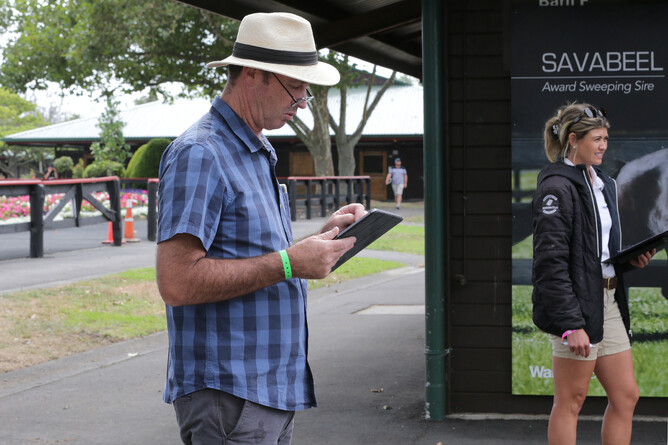 Dean Hawethorne at work during the annual Karaka Yearling Sales.
