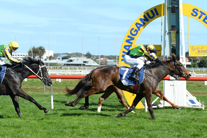 Riva Capri winning the Listed The O’Learys Fillies Stakes (1200m) at Wanganui. - Race Images Palmerston North