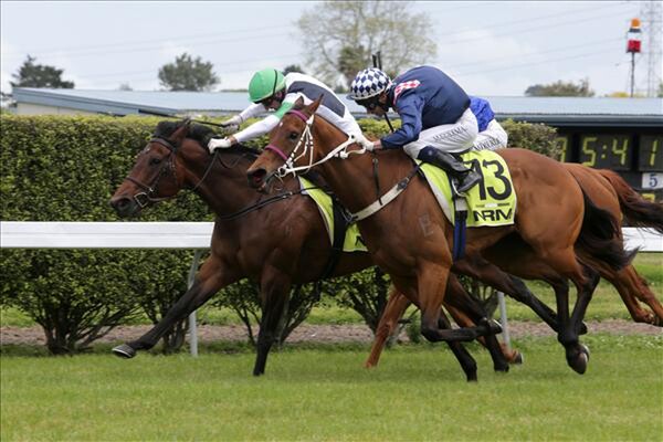 Kelly O’Reilly (inner) beats Moochi Me. - Picture courtesy of Trish Dunell