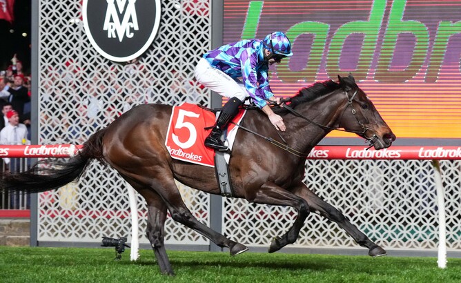 Pride Of Jenni winning the Gr.2 Feehan Stakes (1600m) at The Valley last Friday. - Photo: George Sal (Racing Photos)