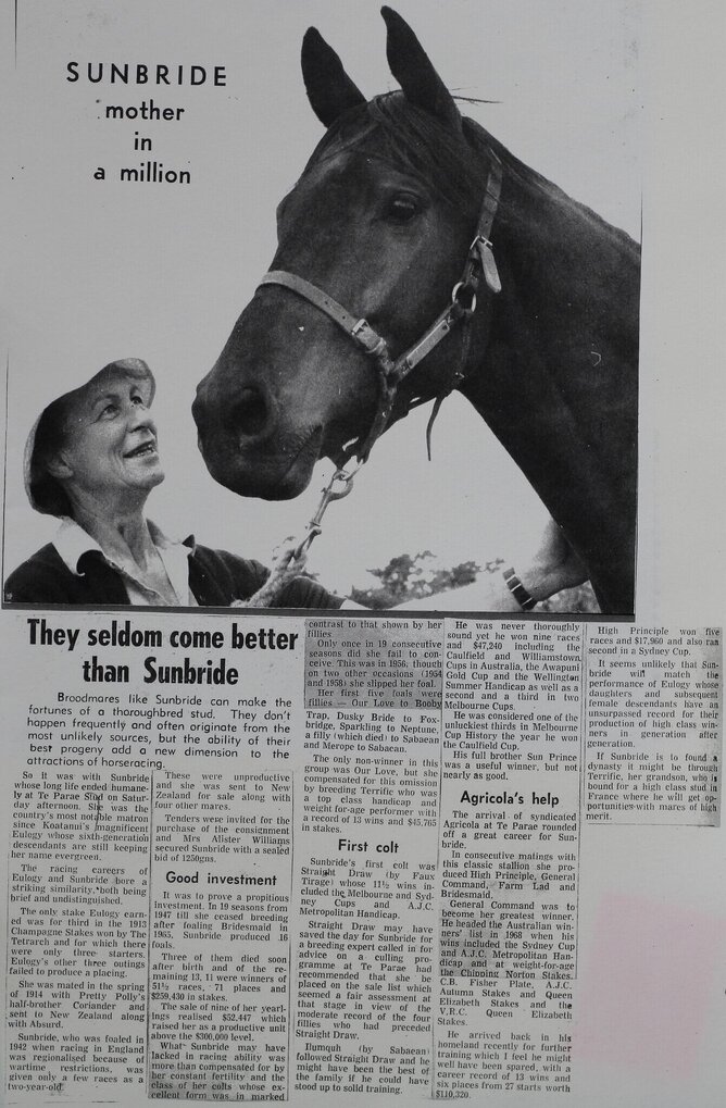 Nancy Williams with her wonderful broodmare, Sunbride.