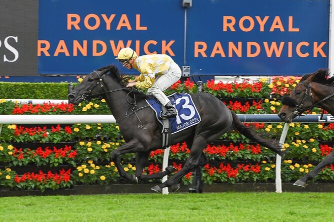 Major Beel delivers a stunning win in the Gr.1 Australian Derby (2400m) - Photo: bradleyphotos.com.au