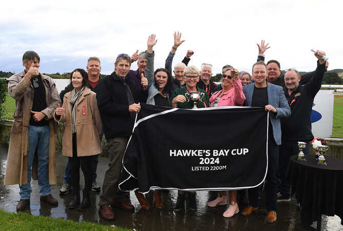 Testify Me, bred by Jay Millar along with his wife Janelle Millar and his late mother Jan , winning Saturday’s Listed Hawke’s Bay Cup (2200m) at Otaki - Photo: Peter Rubery (Race Images PN)