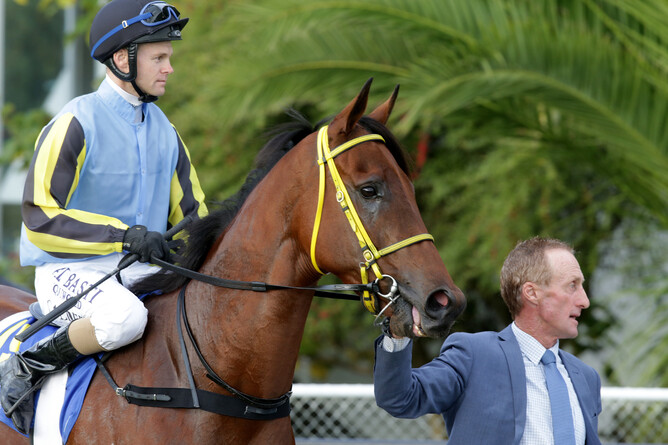 Speedy Meady (Swiss Ace - Lucy In Disguise by Elusive City) with trainer Stephen Ralph