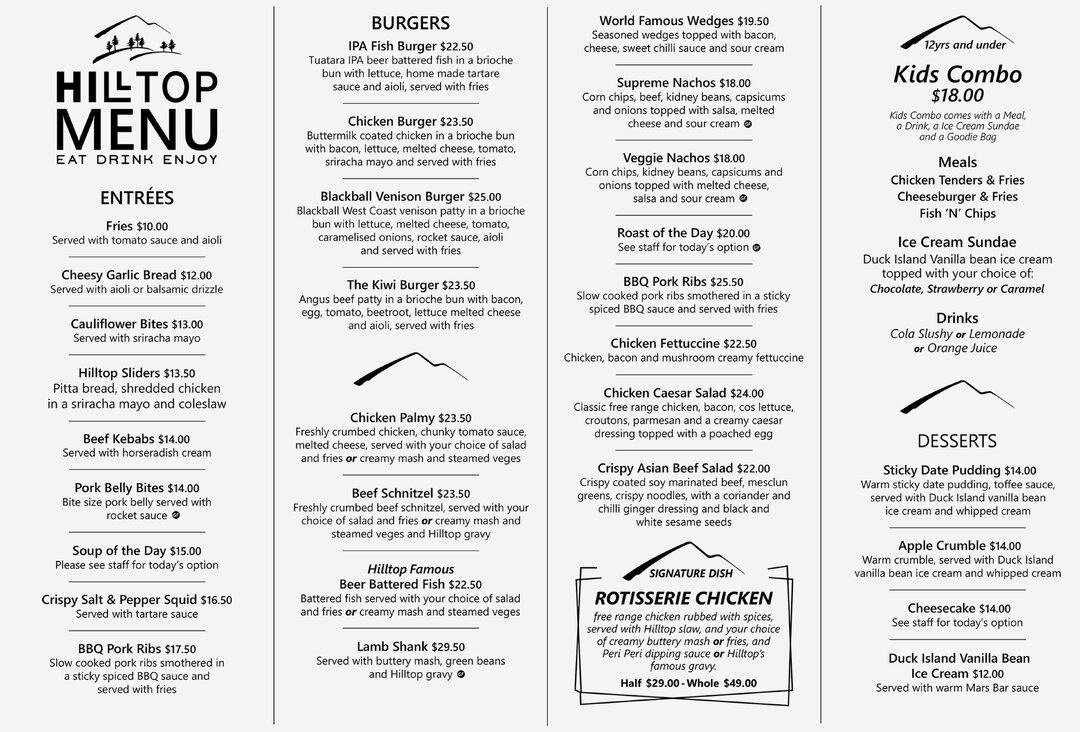 33 Hilltop Menu