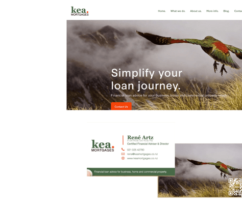 Screenshot of new website for Kea Mortgages