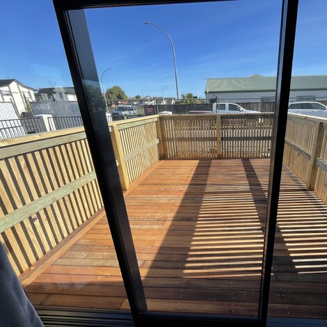 Ardent Building Developments. Hamilton, Waikato. NZ. Image of apartment decking
