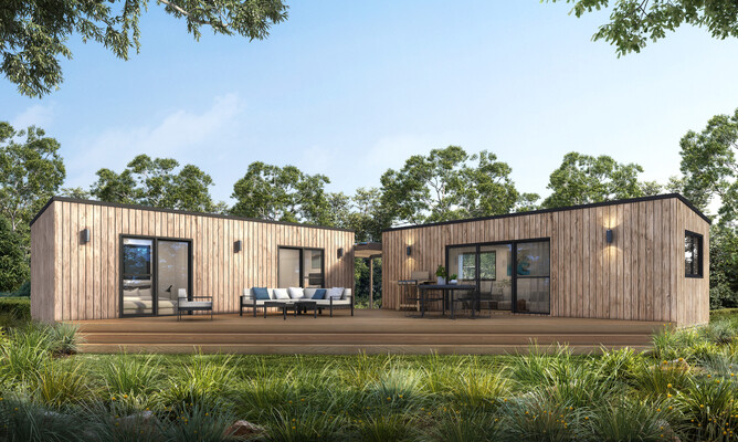 Image of the transportable cabin exterior, built by Whitechurch Construction, Waikato residential builders.