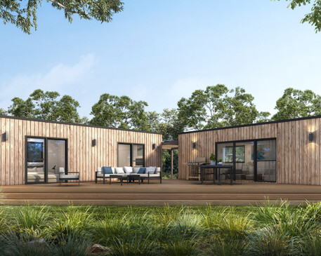 Image of the transportable cabin exterior, built by Whitechurch Construction, Waikato residential builders.