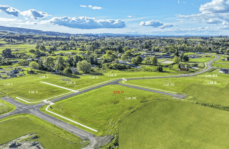 Image of the section lots at Amber Views, Collinson Street Subdivision, Pirongia. House & Land Packages available with Whitechurch Construction, quality Waikato builders.