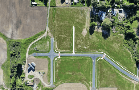 Aerial view of Amber Views, Collinson Street Subdivision, Pirongia. House & Land Packages available with Whitechurch Construction, quality Waikato builders.