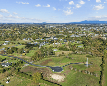 Rural views and outline of the Newstead House & Land Package section available with Whitechurch Construction at 161 State Highway 26, Morrinsville, Waikato. 