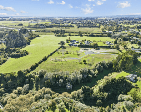 Rural views and outline of the Newstead House & Land Package section available with Whitechurch Construction at 161 State Highway 26, Morrinsville, Waikato. 