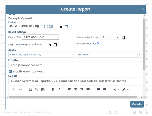 Setting up automated reports in e-Bench
