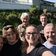 Selfie of a group of Rotarians after a weeding event